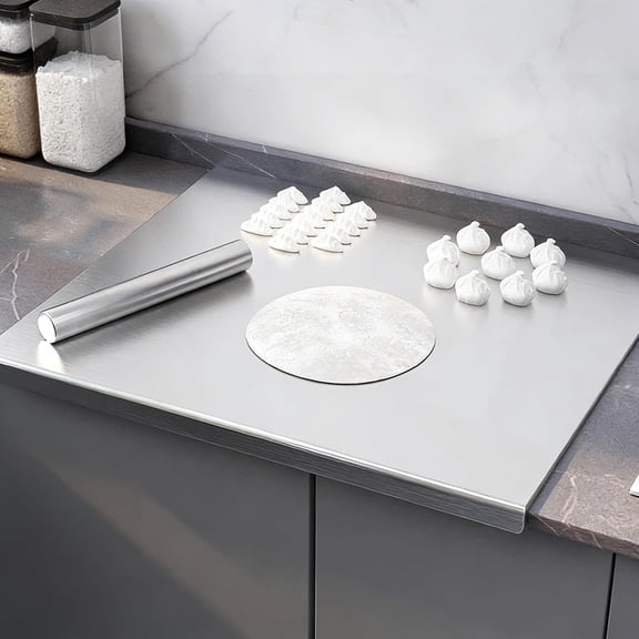 Stainless Steel Cutting Board With Counter Lip, Large Double Sided Board For Kitchen Food Prep