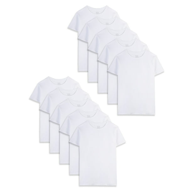 Fruit of the Loom Boys Undershirts, 10 Pack White Cotton Crew TShirts