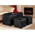 thumbnail image 1 of Sheridan Modern Black Storage Bench & Two Ottomans, 1 of 2