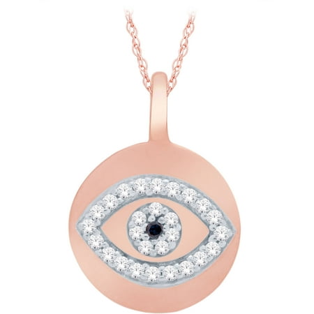 14kt Rose Gold Diamond Accent Evil Eye Pendant, 18 Chain