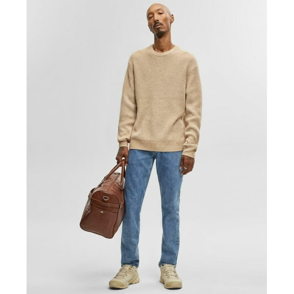 Mode of One Men's Long-Sleeve Relaxed Crewneck Sweater Tan-Small