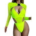 thumbnail image 6 of Douhoow 2 Piece Bikini Set for Women Cutout Neon Swimsuit+Buckle Sheer Mesh Shrug Tops, 6 of 9