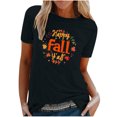 thumbnail image 1 of Blusa de manga corta con estampado de otoño y cuello redondo informal de verano para mujer Pompotops hkajfhjk457340, 1 of 6