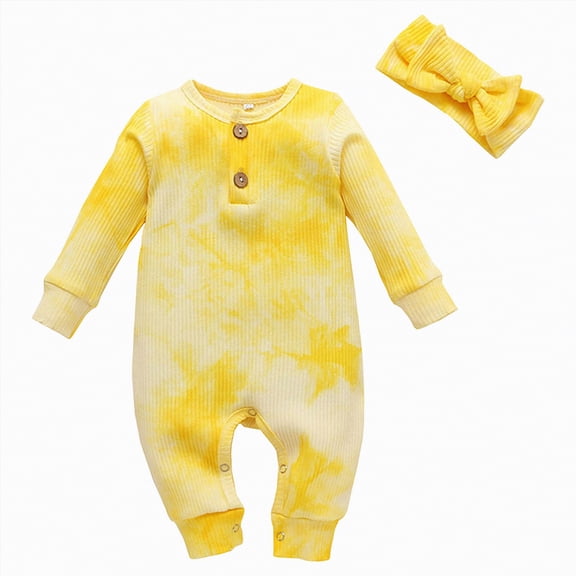 Hessimy Baby Boys Ruffle Long Sleeve Bodysuit Infant Solid Color Top Jumpsuit Clothes,Breathable,Comfort Fit(Yellow,9-12 Months)