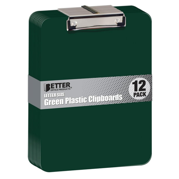 Clipboard Better Office Products, plástico verde, paquete de 12