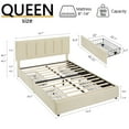 thumbnail image 2 of VECELO Bed Frame with 4 Storage Drawers, Queen Size Upholstered Platform Bed Frame with Adjustable Headboard, Beige, 2 of 11