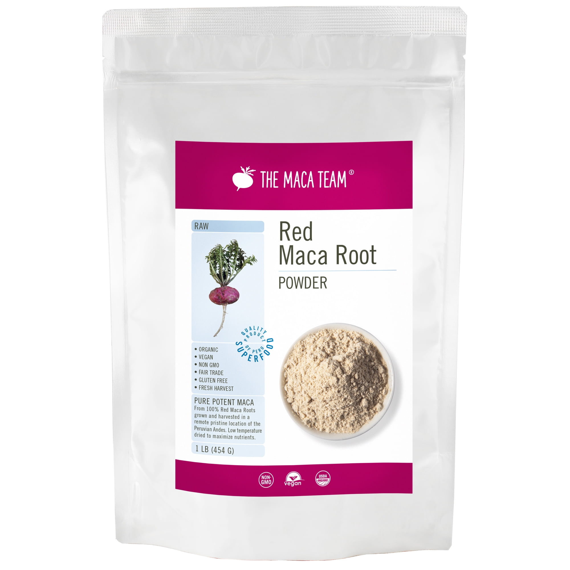 Organic Raw Red Maca Powder, 1 lb - Fresh, Vegan, Gluten-Free, Superfood to Powerfully Supplement Any Diet
