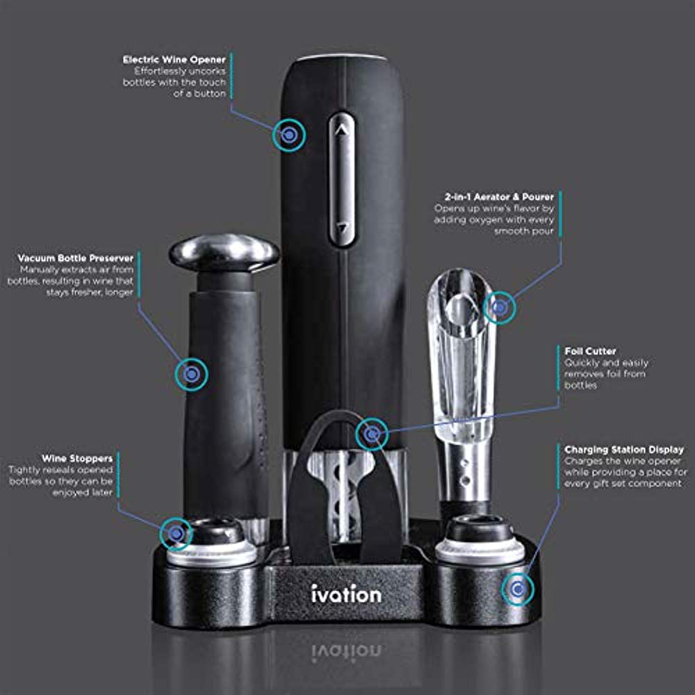 Includes Stainless Steel Electric Wine Bottle Opener Ivation Wine Gift Set Win