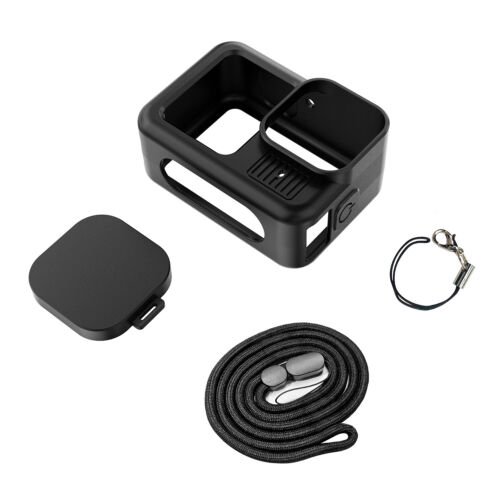 GadgetCom Coque en Silicone Durable Antichoc avec Sangle de Poignet Réglable pour GoPro HERO13/13 Noir – Protection Complète