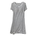 thumbnail image 4 of Womens Summer Casual Dresses Stripe Print Round Neck Short Sleeve Mid Length Dress Streetwear, 4 of 4