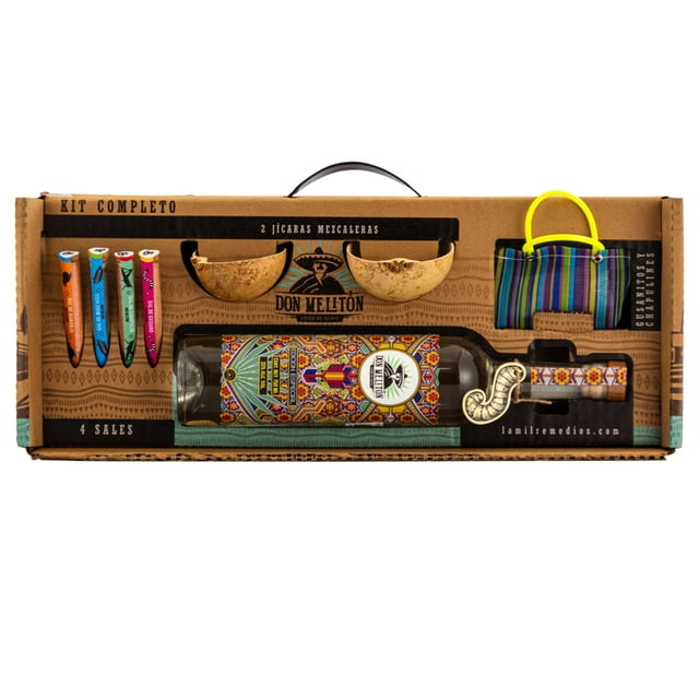 Kit Maletín Licor Don Melitón Con Gusano E.E. 750 Ml Licor de Agave