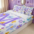 thumbnail image 3 of meiyoeat Spring Daisy Floral Zipper Twin Comforter Sets with Fitted Sheet and 2 Pillowcases for Women Girls, Cute Initial M Letter Zipper Bedding Set, Lavender Purple, Reversible, 4-Piece, 3 of 6