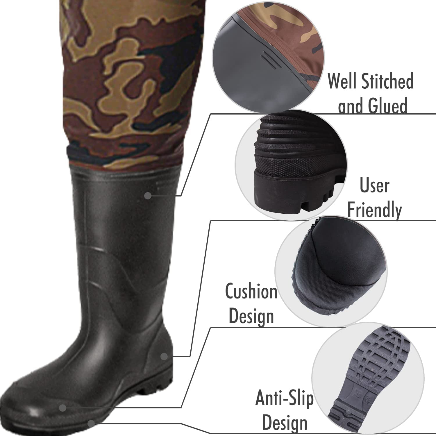 OXYVAN Chest Waders for Men & Women with Boots, Light weight Wear-Resistant  Waterproof Hunting / Fishing / Farm & Garden Work Waders 