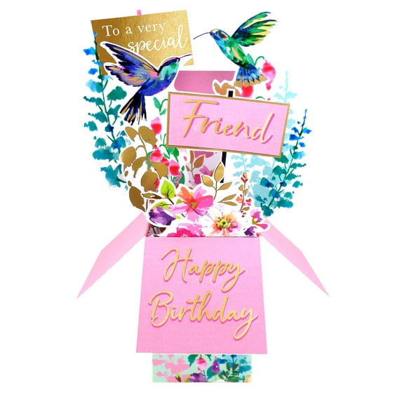 Clever Cube Pop Up Card - Friend Birthday - Hummingbirds