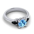 thumbnail image 3 of 2.50 T.C.W Round Cut Blue Topaz & Black Onyx Gemstone Stylish Bridal Ring for Ladies Solid 18K White Gold Size 9 by Diamond-Capitals, 3 of 8
