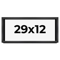 29x12 Frame Black Charcoal Grey Wood Textured Picture Frame | 0.75 Inch Moulding Width | Gunmetal