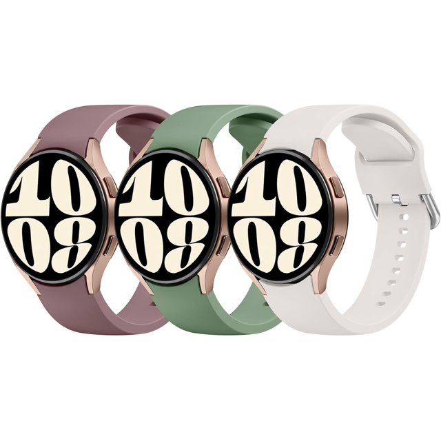 3 Pack Correas para Samsung Galaxy Watch 6 / 5 / 4 Band 40mm 44mm, Galaxy Watch 5 Pro 45mm, Galaxy Watch 6 , Galaxy Watch 4 20mm Sport Band Correa de repuesto de silicona ajustable para