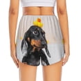 thumbnail image 4 of Vsdgher Dachshund Sitting in Bathtub Print Women's Running Double Layer Shorts High Waisted with Pockets Elastic Yoga Workout Athletic Gym Sports, 4 of 8