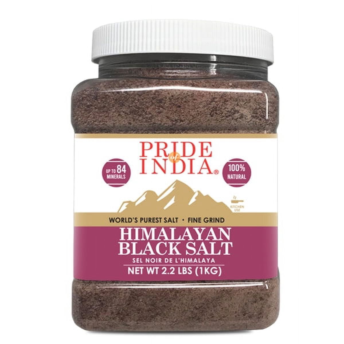 Pride of India - PACK of 6 - Himalayan Black Salt Fine, Kala Namak, 2.2 lbs, Natural Faux Egg Flavor, Ideal for Vegan Cooking, Gluten-Free