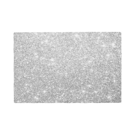 

Table Placemats Set of 6 - Silver Glitter 12x18 In Faux Linen Double Heat Resistant Place Mats Cloth Indoor/Outdoor Placemats Washable Table Mats for Dining Kitchen Party