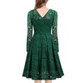 thumbnail image 3 of Txlixc Vestido floral de encaje femenino, falda de manga larga sólida con cuello en forma de V y cintura alta Txlixc moda, 3 of 6