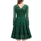 thumbnail image 3 of SAYOO Vestido floral de encaje femenino, falda de manga larga sólida con cuello en forma de V y cintura alta SAYOO  moda, 3 of 6