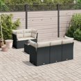 thumbnail image 1 of vidaXL 6 Piece Garden Sofa Set with Cushions Black Poly Rattan, 1 of 5