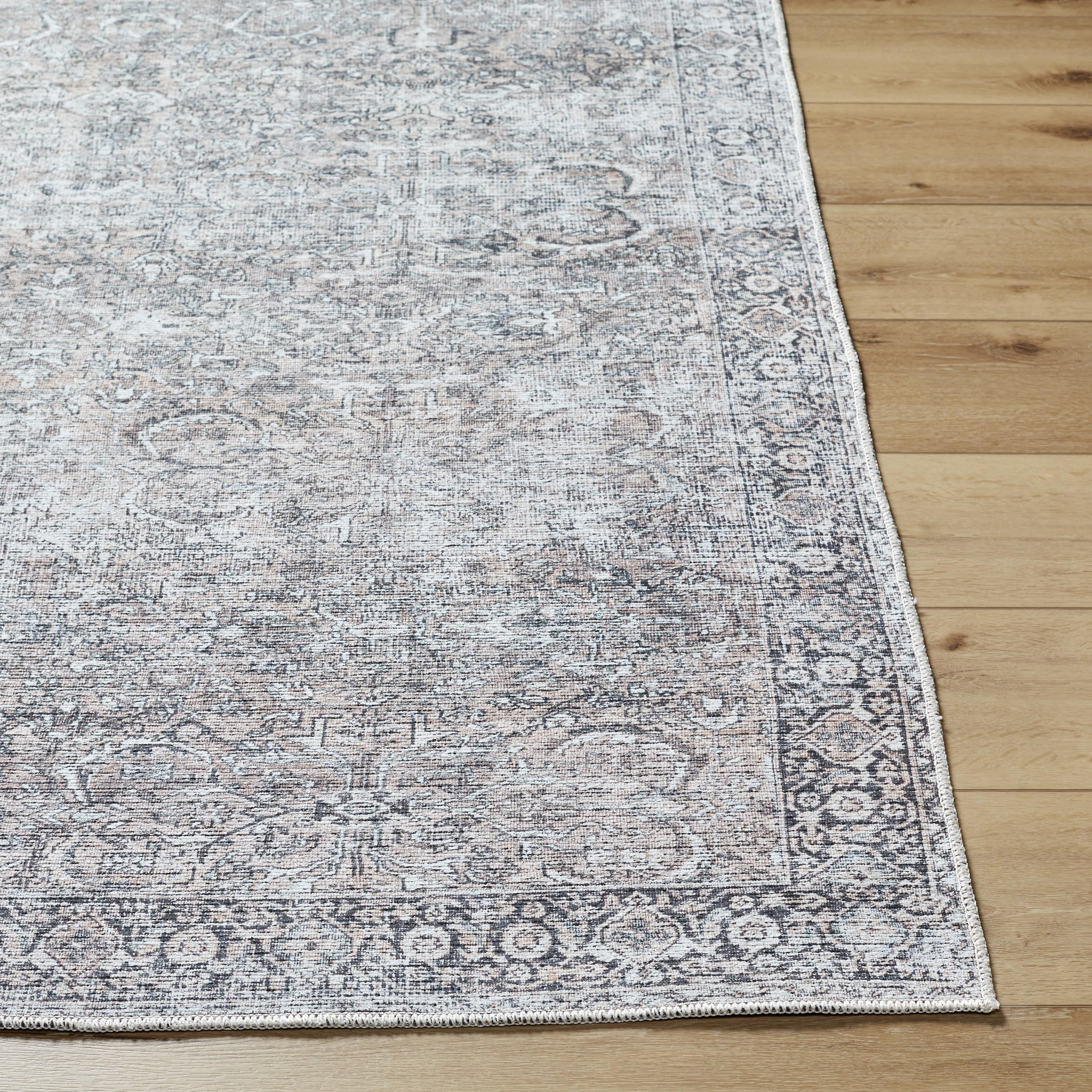 Better Homes & Gardens Persian Blooms Washable Non-Skid Indoor Area Rug, Brown, 5'3" x 7'