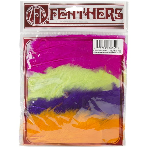 Turkey Flat Feathers 36/Pkg-Neon, Pk 6, Zucker