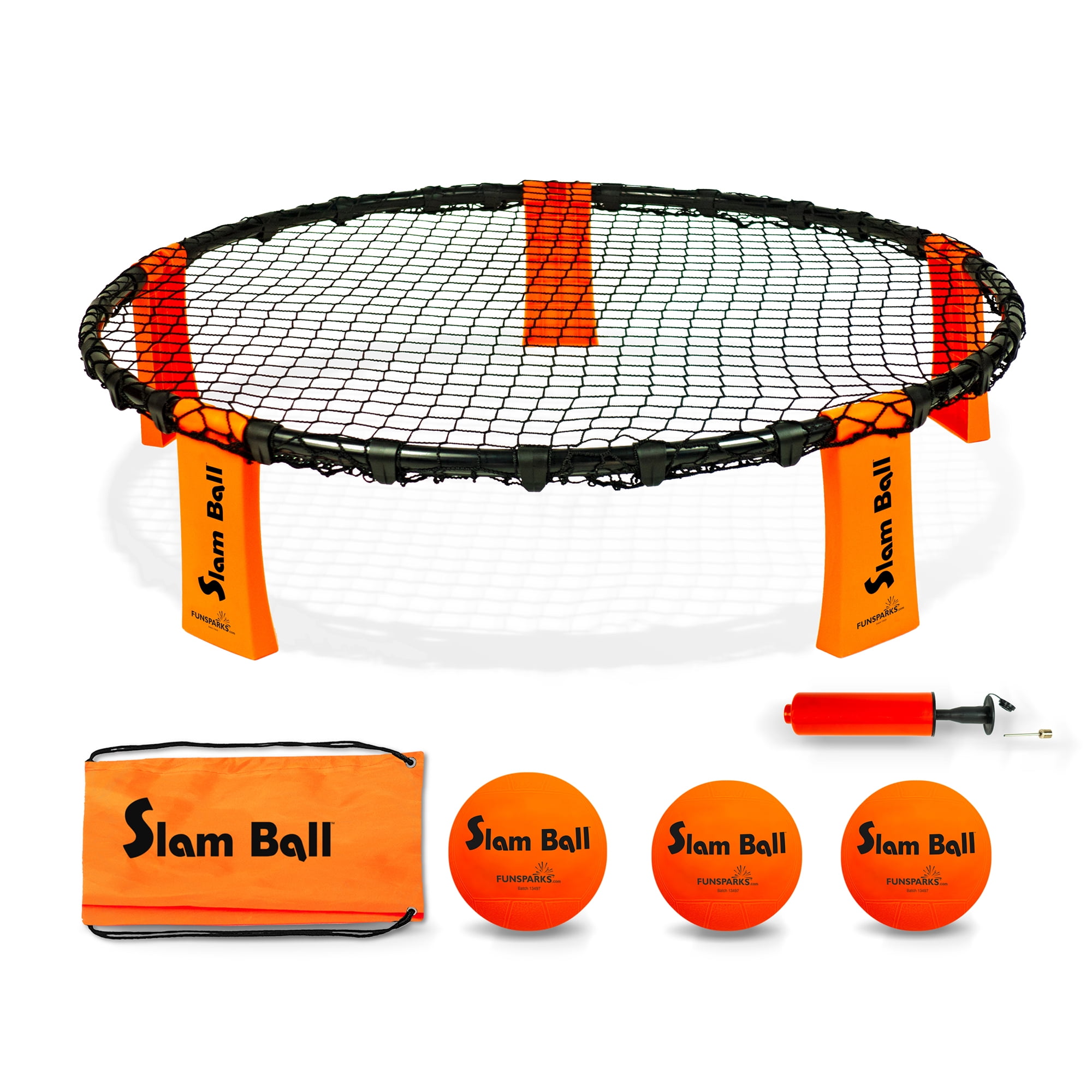 Funsparks - Slam Ball Game - Spike The Ball into The Net at a Park, Beach, Lawn and Backyard - Rally, Set, Smash or Spike Game - Playing Net, 3 Balls,
