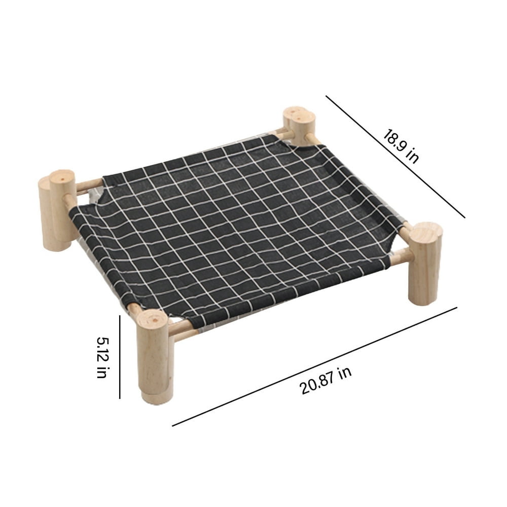 Baweave Black Wooden Dog Suspended Bed - Elevated Indoor/Outdoor Pet Bed for Cats and Small Dogs  Detachable and Portable. Dark Gray