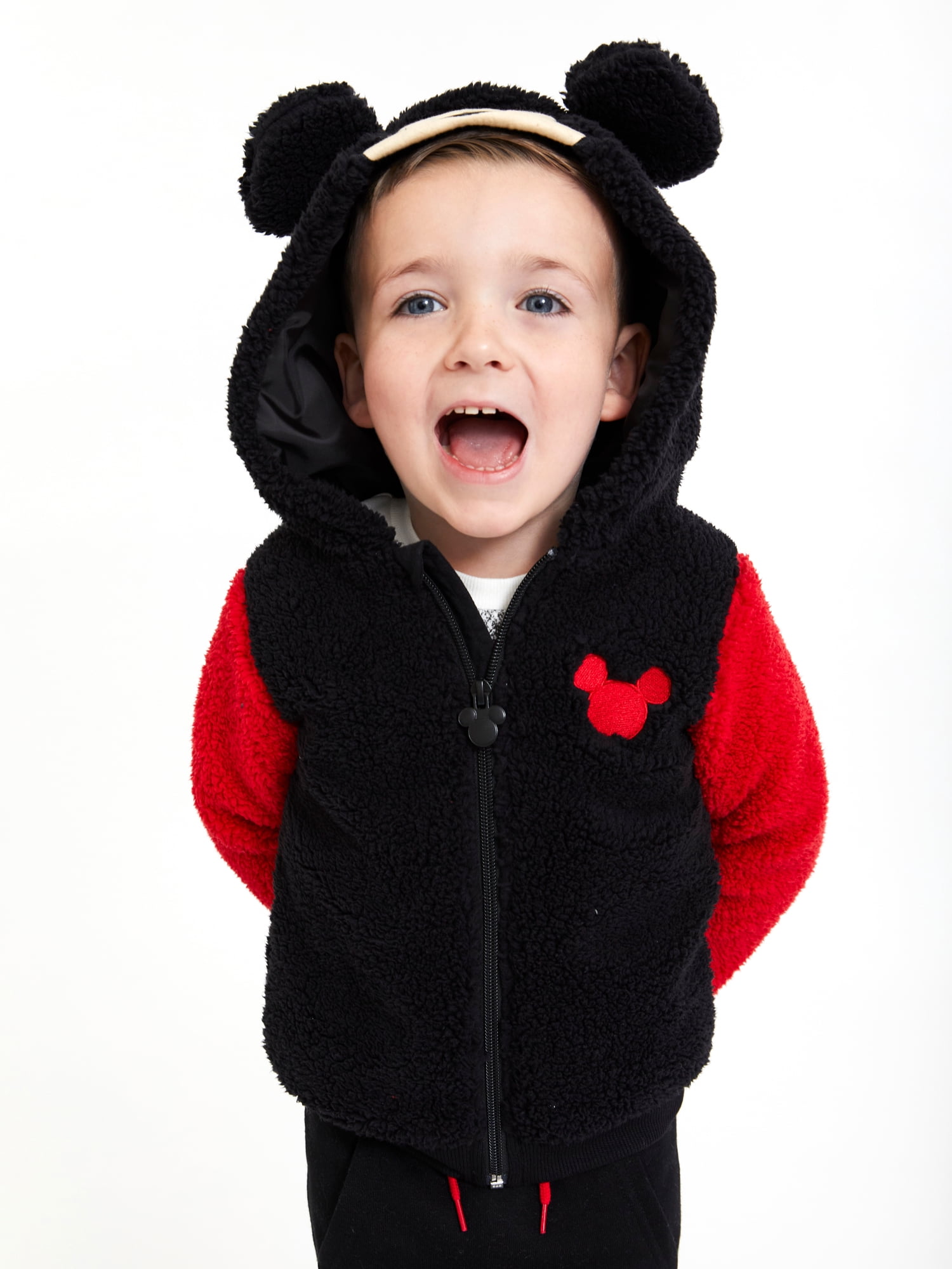 Mickey Mouse Toddler Cosplay Faux Sherpa Hoodie, 12M-5T
