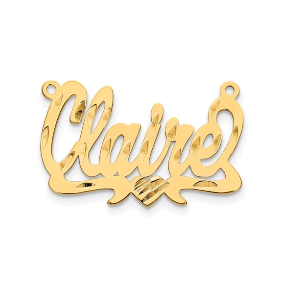10k Yellow Gold Script Nameplate Necklace for Women, Custom Claire Pendant with Heart, Personalized Jewelry Symbolizing Love and Identity, Elegant Dainty Gold Charm