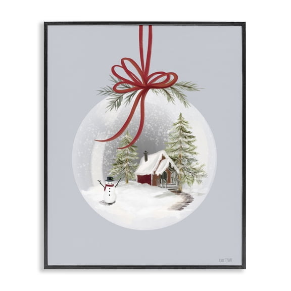 Stupell Industries Traditional Cottage Scene Snowglobe Black Framed Giclee Art, 11 x 14, by House Fenway