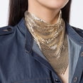 thumbnail image 5 of Metallic Sequin Bandanas Scarf Punk Metallic Neck Scarf Club Party Neckwear Rhinestone Triangle Scarf for Women Gold, 5 of 7