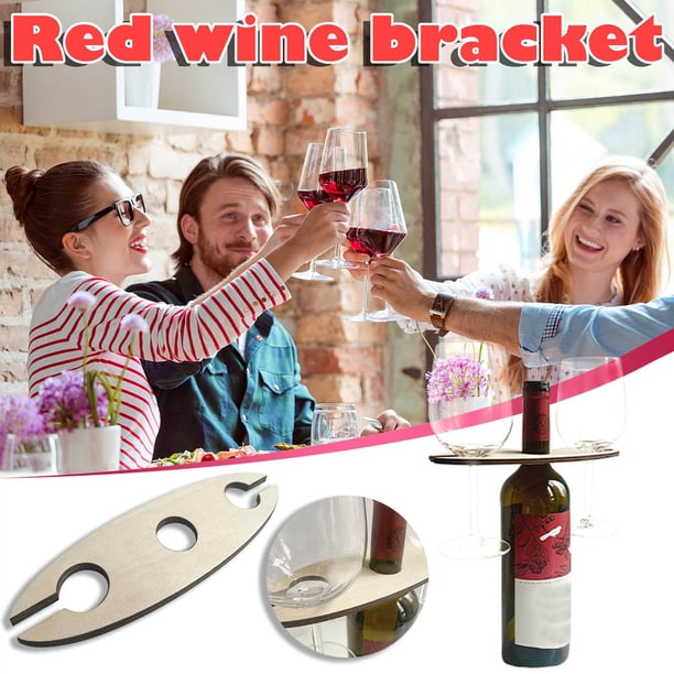 Xihbxyly Botellero para Exteriores, Organizador Portátil para Picnic, Diseño de Madera con Copas de Vino, Ideal para Playa, Camping o Jardín, Único y Práctico, Fácil de Limpiar, Incluye Botellero.