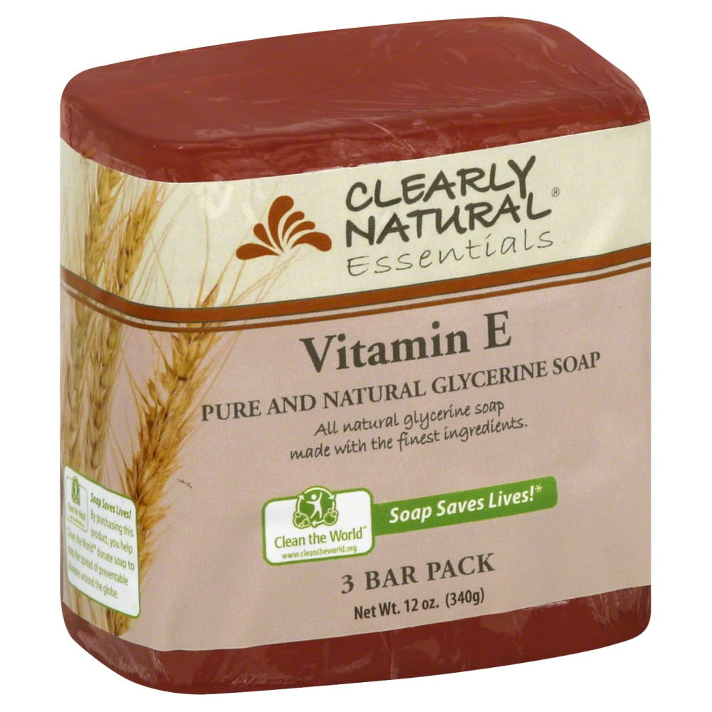 Pure and Natural Glycerine Bar Soap, Vitamin E, 3 Bar Pack (12 oz
