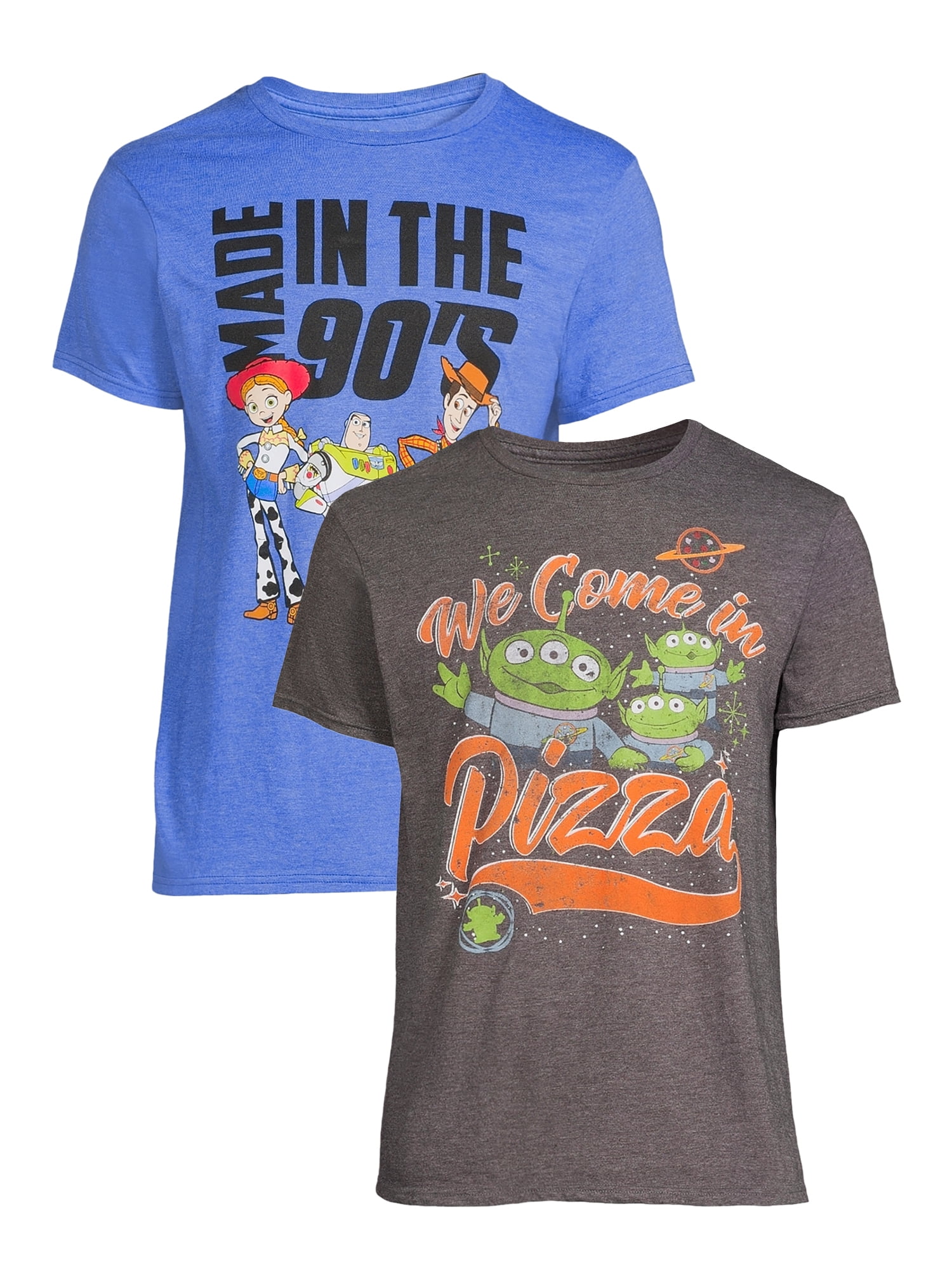 Toy Story Men's & Big Men's 90's & Pizza Graphic T-shirt, 2-Pack, Sizes  S-3XL