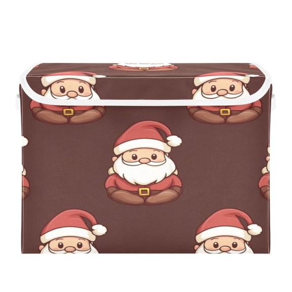 Storage Box With Lid 16.5x12.6x11.8In Foldable Stacked Household Storage Box Red Santa Claus