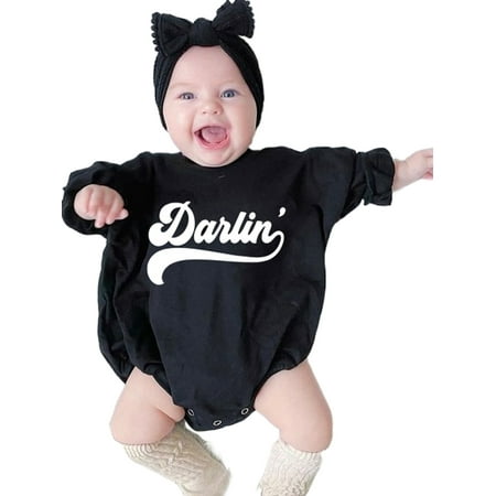 

Ma&Baby Baby Long Sleeve Rompers Newborn Girls Letter Print Sweatshirt Romper Bodysuit Jumpsuit Outfit