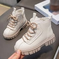 thumbnail image 2 of lnmuld Kids Boots Girls Autumn Winter British Style Lace Up Sole Versatile Short Boots Fashionable Comfortable All Seasons Footwear Size:9.5-10 Years, 2 of 7