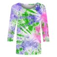 thumbnail image 5 of Womens Summer Shirts and Tops Summer Tops with Sleeves for Women 2025 Womens 3/4 Sleeve Shirts Tops for Women Summer Cotton Womens Tie Dye Shirts, 5 of 5