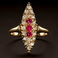thumbnail image 4 of HeartsAndYou Round Natural Ruby Moissanite Stylish Art Ring 14k SOLID Yellow Gold Valentine, 4 of 9