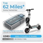 5600W Off-Road Electric Scooter, 56 MPH 62 Miles Range, 60V 30AH Dual Fast Charge, Dual Oil Disc Brakes, LED Lights, Spare Tire, Adult E-Scooter