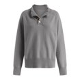 thumbnail image 7 of vigerkar Sweaters Women Polo Collared Knit Long Sleeve Pullover | Soft Lightweight Cozy Feel, Winter Dressy (Dark Gray, L), 7 of 7