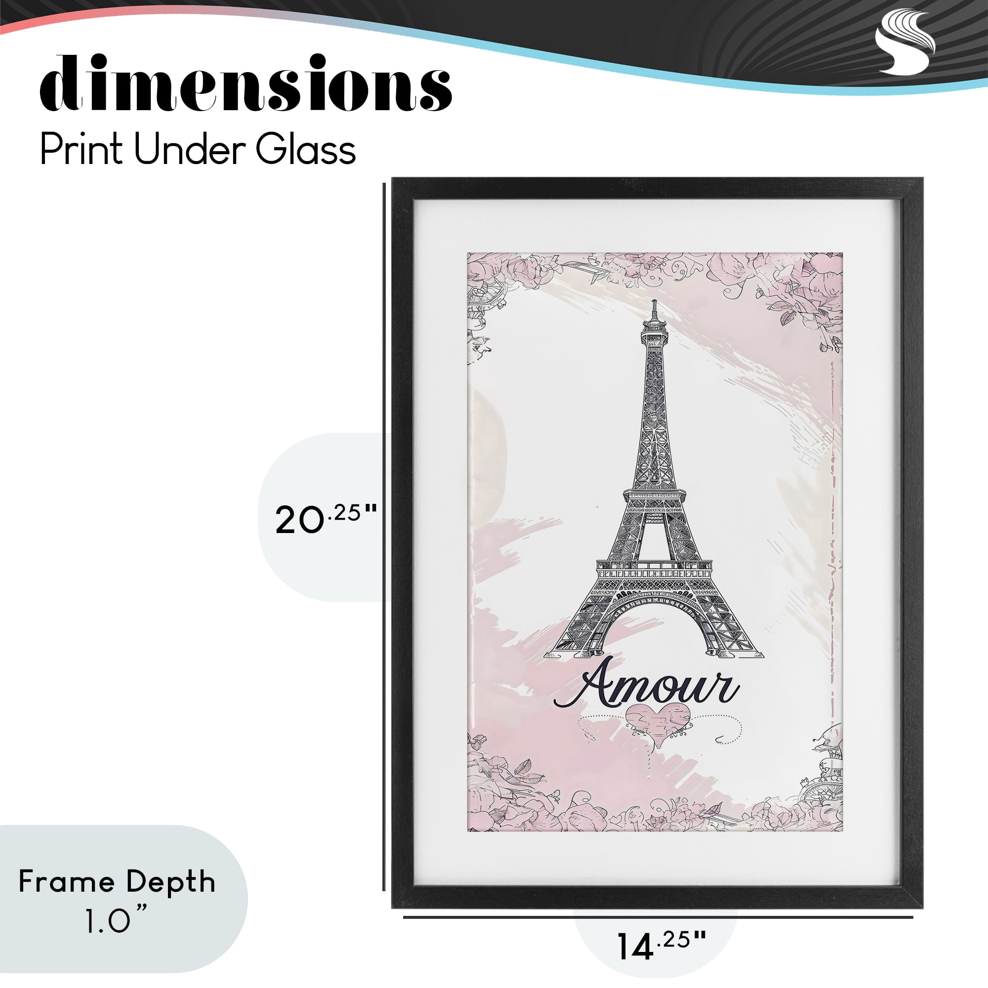 Stupell Industries Amour Vintage Eiffel Tower Black Framed Print Under Glass, design by Creative Studio