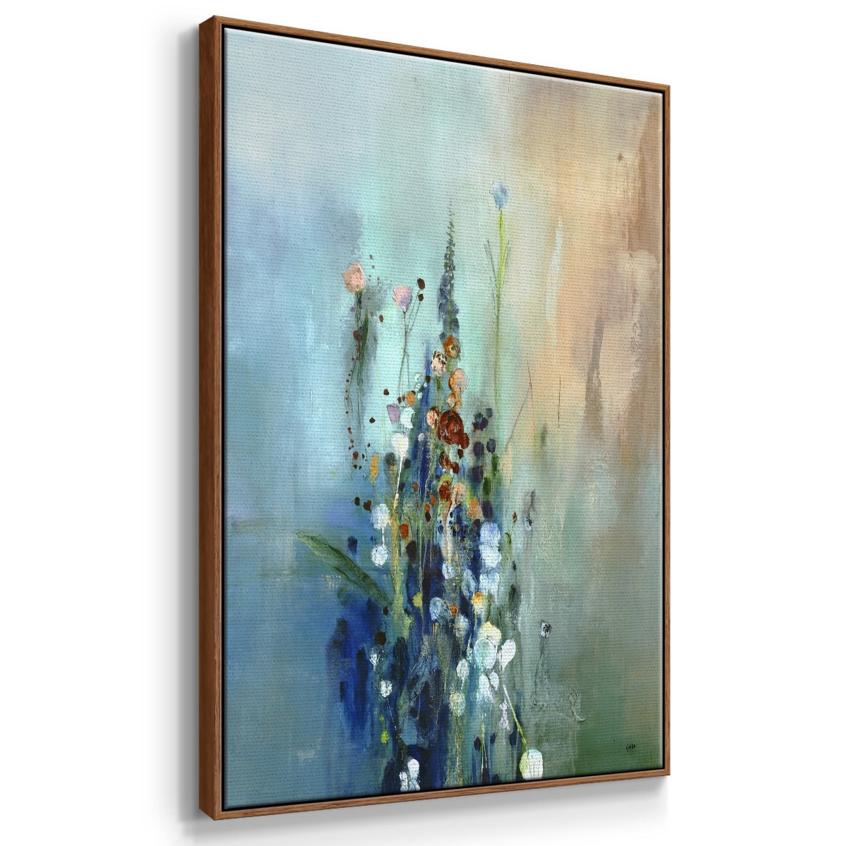 Current Air I Framed Premium Gallery Wrapped Canvas - Ready to Hang - 25 x 37 - Walnut Floating Frame