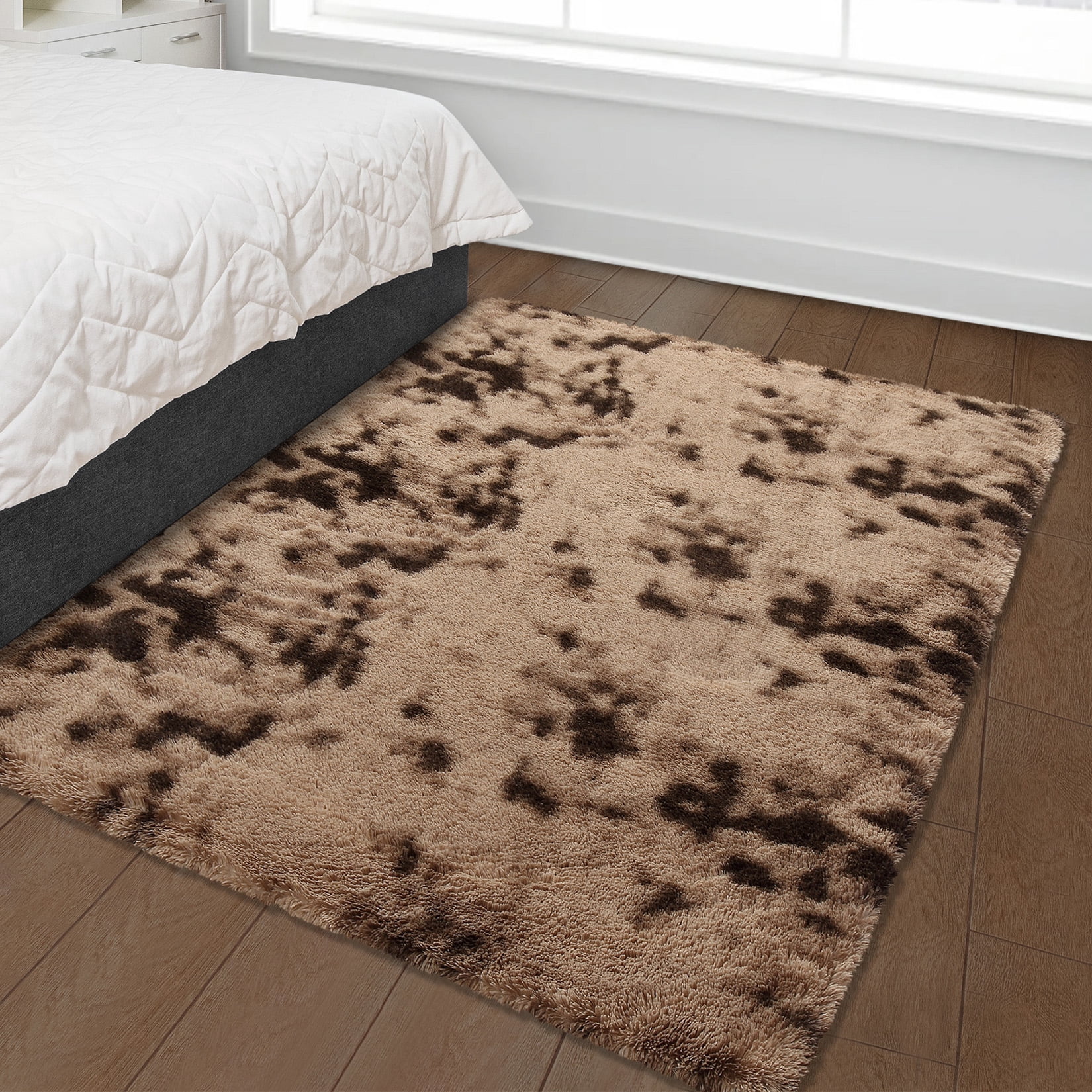 ZACOO 10' x 13' Large Area Rug High-Pile Plush Shag Rug Perfect for Living Rooms, Bedrooms, Dining Rooms, Brown