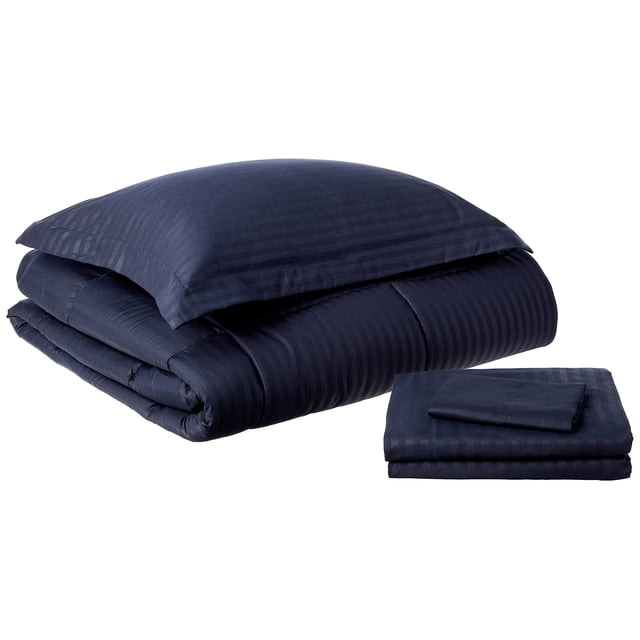 Set de edredón Sweet Home Collection Dobby Navy Twin, 6 piezas