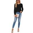 thumbnail image 4 of MOMOFEEL Long Sleeve Shirt For Woman Tunic Tops Loose Pleated Crewneck Top For Summer (M9003 Black XXL), 4 of 7